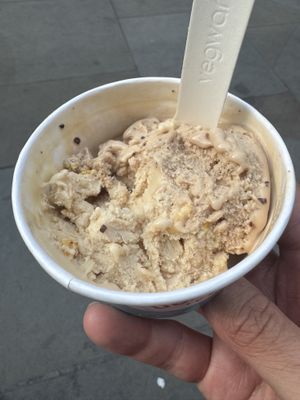 Half eaten biscoff & honeycomb and hazelnut & stracciatella  at Udderlicious in London