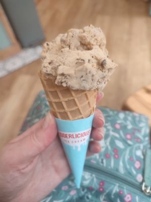 Hazelnut stracciatella in a cone at Udderlicious in London