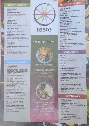 Just an example of their menu at Taste El Nido in El Nido