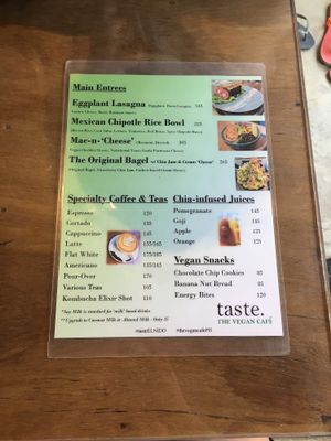 Menu (pic taken December 2018) at Taste El Nido in El Nido
