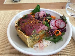 Quiche de legumes at Surya Cafe in Portimao