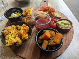 Prix fixe brunch. Ask for vegan, standard version had an egg on it. at Biofoodies Cafe in Toulouse