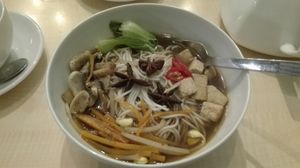 Ramen style soup at Peaches in Moscow