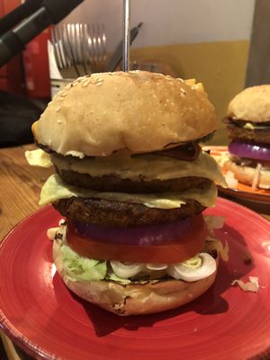 Double burger. For when one isn’t enough.  at Cellar Club in Leamington Spa