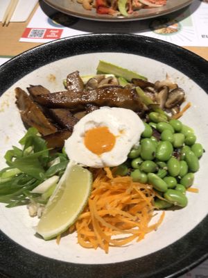 A great bowl with silken tofu egg at Wagamama - Printworks in Manchester