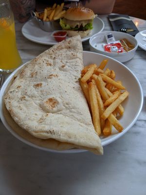 Large seitan kebab and fries at The Pilot Boat in Lyme Regis