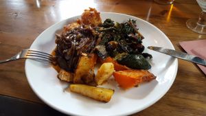 Vegan Roast Dinner (mushroom and Lentil at The Pilot Boat in Lyme Regis