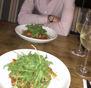 Pasta pomodora with extra rocket  at The Pilot Boat in Lyme Regis