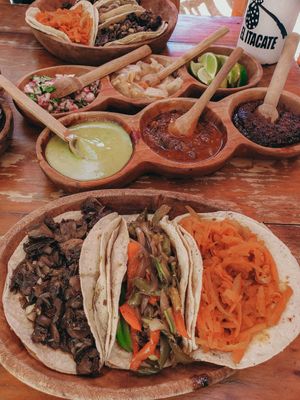 The mushroom, veggie, & carrot tacos at El Itacate in Sayulita