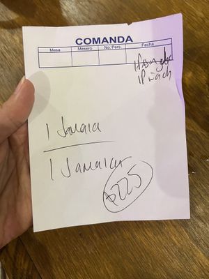 Price for 2 people ($12)  at El Itacate in Sayulita