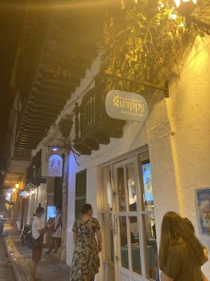 The sign outside. at Cevicheria Trattoria Donde Wippy in Cartagena