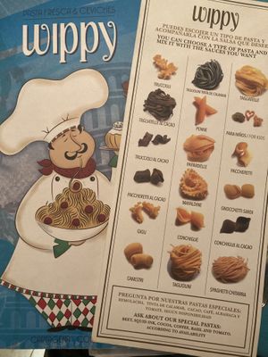 The many types of pasta! at Cevicheria Trattoria Donde Wippy in Cartagena