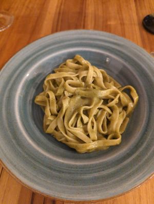 Pasta with pesto (vegetarian) at Cevicheria Trattoria Donde Wippy in Cartagena