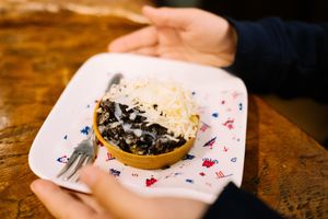 Martabak with cheese & Oreo
(Indonesian pancake with cheese & Oreo topping) at Bali-Bali Indonesia in Kyoto