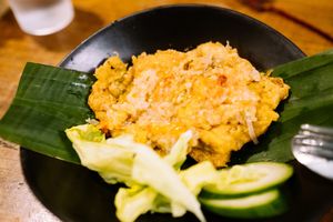Telor Geprek (Egg with Indonesian sambal) at Bali-Bali Indonesia in Kyoto