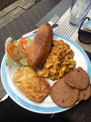 Big hunger with luncheon meat instead of sausage  at Jom's Vegan Haven in Cebu