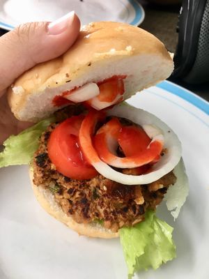 Vegan burger  at Jom's Vegan Haven in Cebu