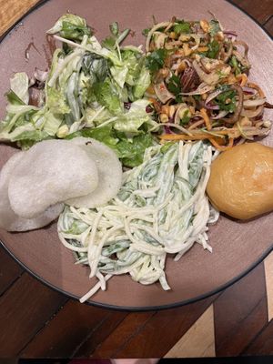 noodles and creamy salads  at Veggie Castle - Yen Ninh in Hanoi