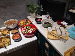 Cold buffet choices. Salads & springrolls. at Veggie Castle - Yen Ninh in Hanoi