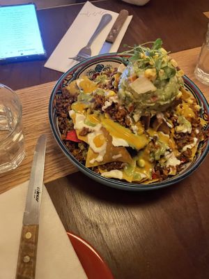 The nacho appetizer was delicious and 3 of us shared it.❤️❤️❤️❤️  at Jajaja Mexicana - Williamsburg in Brooklyn