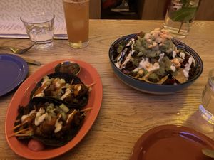 Cauliflower tacos and nachos with added guac   at Jajaja Mexicana - Williamsburg in Brooklyn