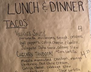 Menu changes weekly  at Taco Buddha in University City