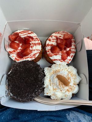 Donnie’s Vegan Donuts: strawberry shortcake, cookies and cream and banana pudding  at Donnie's Donuts in Ormond Beach