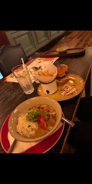 The butternut squash curry and beyond burger at Lounges - Dorado Lounge in Warrington