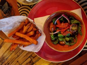Sweet potato chips and side salad at Lounges - Dorado Lounge in Warrington