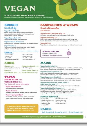 Menu at Lounges - Dorado Lounge in Warrington