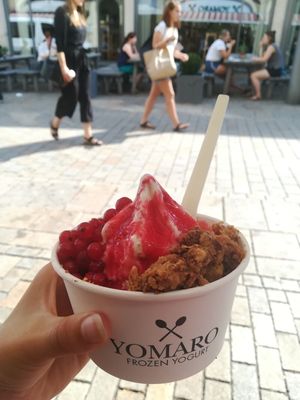 Soy yogurt with vegan toppings and sauce at YOMARO in Bielefeld