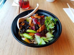 Veganized tofu noodles at Lucky Dumpling in Zurich