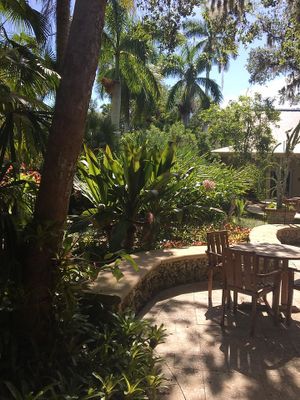 The outdoor dining terrace. at Sealantro in Vero Beach