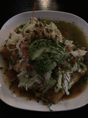 Vegan enchiladas with red and green sauce (Christmas style!) at Lazy Hippo at The Whiskey House in San Diego