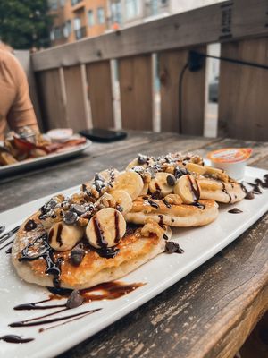 3 Vegan Chocolate Chip Pancakes   at Lazy Hippo at The Whiskey House in San Diego