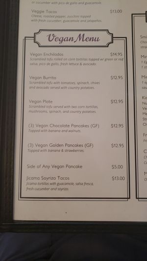 Vegan Brunch Menu at Lazy Hippo at The Whiskey House in San Diego