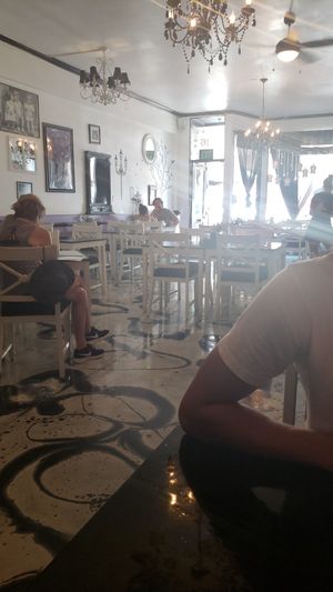 cute cafe seating and outdoor seating at Lazy Hippo at The Whiskey House in San Diego