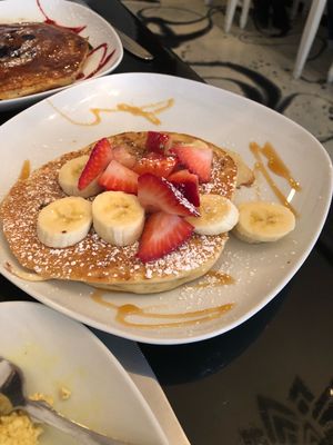 Vegan golden pancake  at Lazy Hippo at The Whiskey House in San Diego