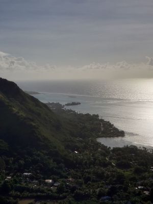 That little island closest to the shore is part of the hotel. This was taken from "Magic Mountain" during an ATV tour. at Intercontinental Moorea in Moorea