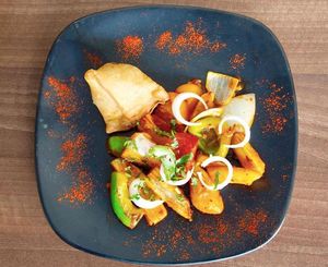 samosa chips at Woodlands - Marylebone Lane in London