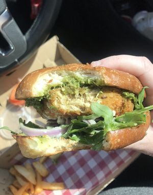 Inside the burger   at Yavanna in Paddington