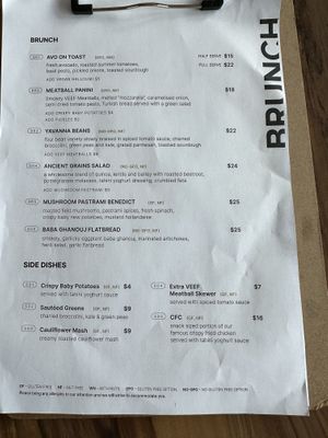 Menu  at Yavanna in Paddington