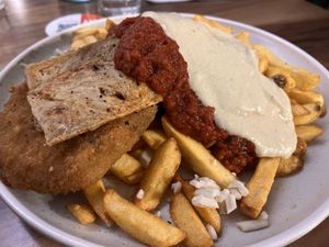 Parmi with cheese and tomato sauces  at Yavanna in Paddington