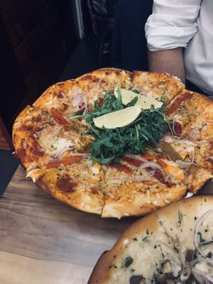 Prawn Marinara pizza at Yavanna in Paddington