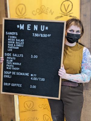 new deli takeaway sandwich menu! at Coven Plant Based Marketplace in Hamilton