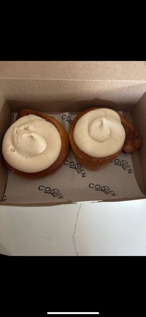 Cinnamon buns as big as my head   at Coven Plant Based Marketplace in Hamilton