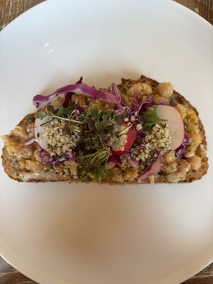 chickpea toast! at Fiddlehead Fern Cafe in St Louis