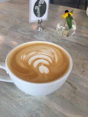 Lavender rose latte at Fiddlehead Fern Cafe in St Louis