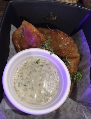 Buffalo potstickers - delicious !  at Crispy Edge in St Louis