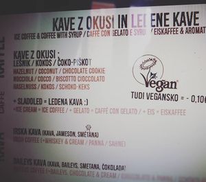 Menu at Kavarna Bodi in Ptuj